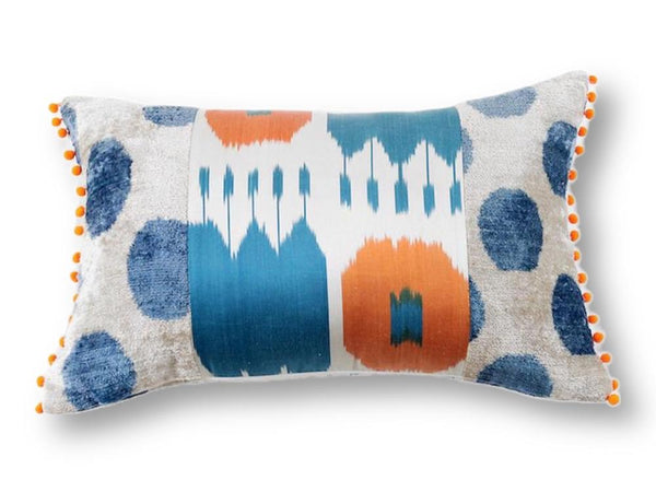 Ikat Orange Pompom Pillow - Letters From Bosphorus