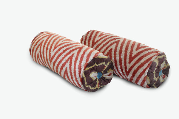 Red Diamond-B Neckroll Bolster Pillow - Letters From Bosphorus