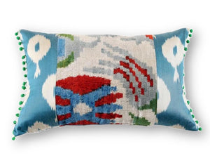 Ikat Green Pompom Pillow - Letters From Bosphorus