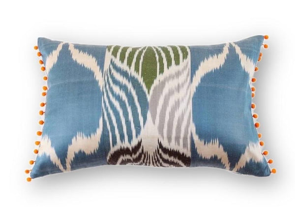 Ikat Melon Pompom Pillow - Letters From Bosphorus