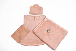 Organic Cotton Poncho Set-Pink - Letters From Bosphorus